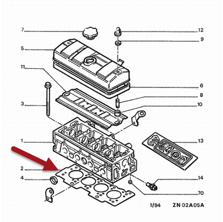 Toppakning CITROËN BX (XB-) 14 KDY (TU3M)