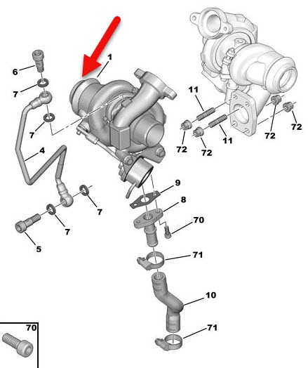 Turbo PEUGEOT 308 SW I (4E, 4H) 1.6 HDi 9HV (DV6TED4BU)