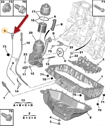 Oliepind PEUGEOT 407 SW (6E, 6D) 2.0 HDi RHH (DW10CTED4)