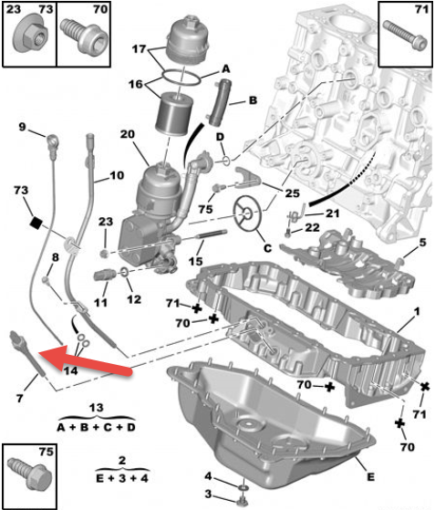 Olieniveauføler CITROËN C5 III Break (RW) 2.0 HDi 165 RHH (DW10CTED4)