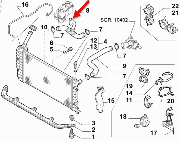 Kølerslange FIAT PUNTO (188) 1.2 60 (188.030, .050, .130, .150, .230, .250) 188 A4.000
