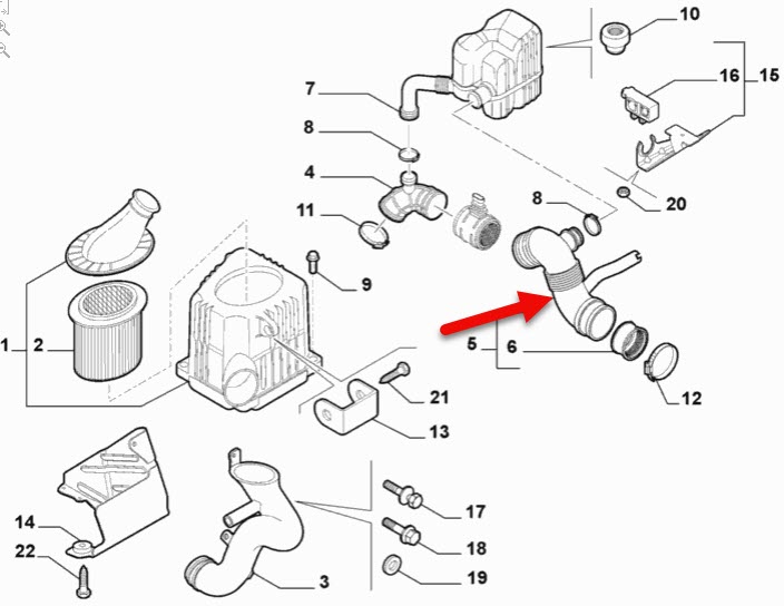 Luftfilterslange ALFA ROMEO 159 (939) 2.0 JTDM (939AXP1B) 939 B3.000