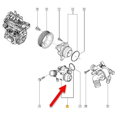 Termostat RENAULT MEGANE III coupé (DZ0/1) 1.6 dCi (DZ00, DZ12, DZ2A, DZ13) R9M 414