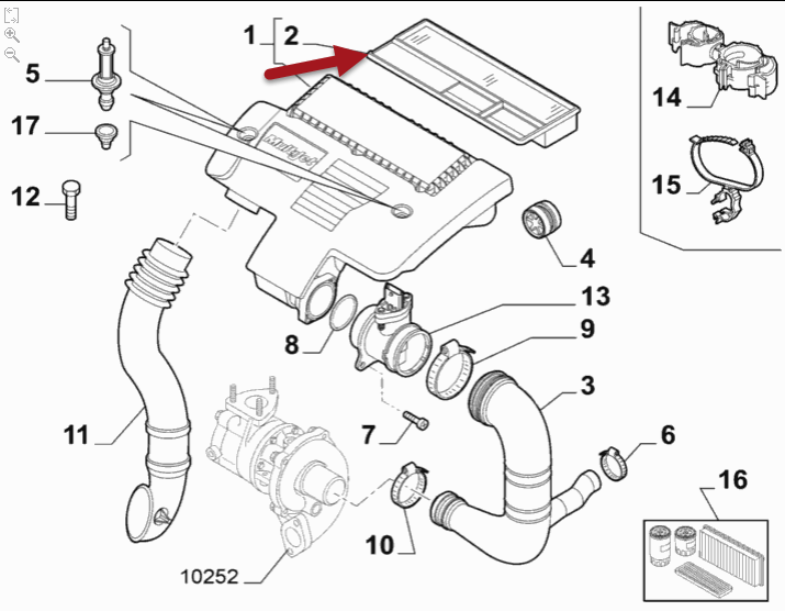 Luftfilter FIAT DOBLO Kassevogn / MPV (223) 1.3 D Multijet 199 A2.000
