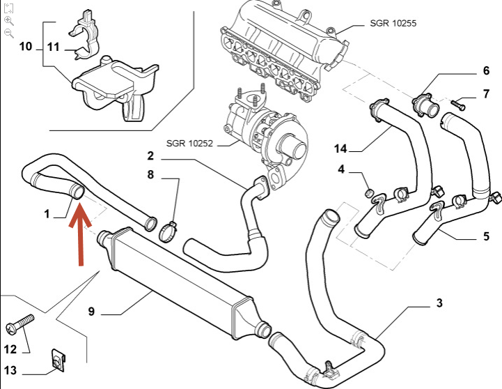 Indsugningsslange FIAT PUNTO EVO (199) 1.3 D Multijet 199 B4.000