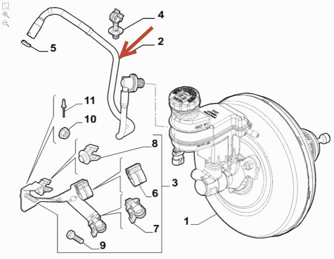 Slange ved bremseforstærker FIAT 500 (312) 1.2 (312AXA1A) 169 A4.000