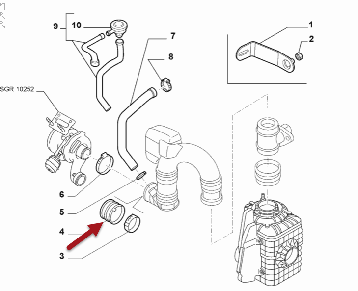 Indsugningsslange PEUGEOT BOXER Bus (244, Z) 2.8 HDi 8140.43S (F28DTCR)