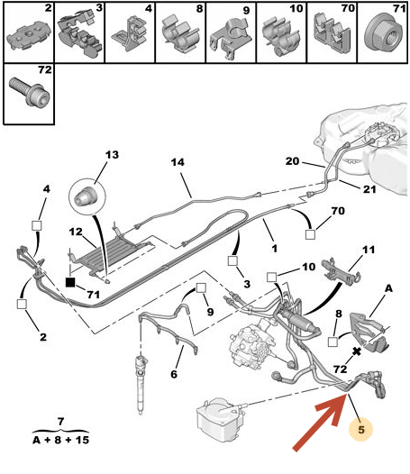 Brændstofrør CITROËN C4 GRAND PICASSO I (UA) 1.6 HDi 9HZ (DV6TED4)