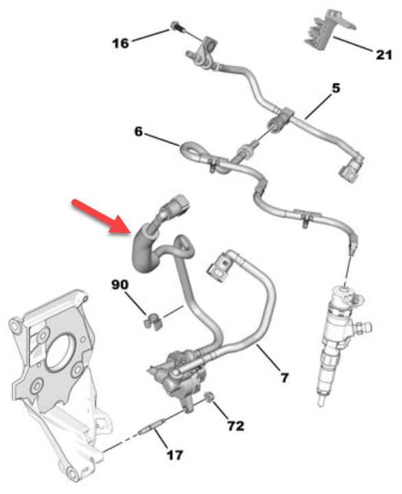 Brændstofslange CITROËN BERLINGO MULTISPACE (B9) 1.6 BlueHDi 120 BHZ (DV6FC)