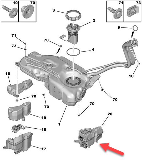 Additiv beholder CITROËN DS3 (SA) 1.6 BlueHDi 100 BHY (DV6FD)