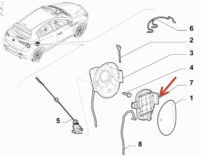 Tankklap Hængsel ALFA ROMEO GIULIETTA (940) 1.4 TB 940 B1.000