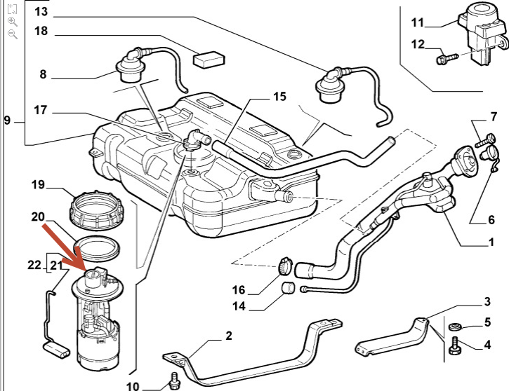 Benzinpumpe M/Tanksvømmer FIAT DOBLO Kassevogn / MPV (223) 1.4 350 A1.000