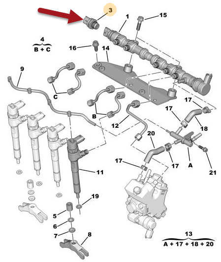 Railtrykssensor CITROËN JUMPER II Chassis 3.0 HDi 160 F1CE0481D (F30DT)