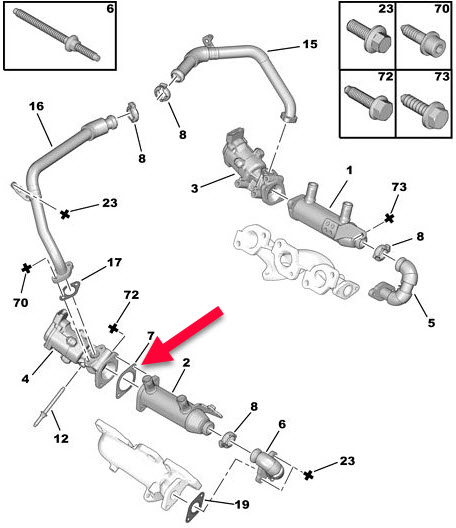 Egr ventil pakning PEUGEOT 407 coupé (6C) 2.7 HDi UHZ (DT17)