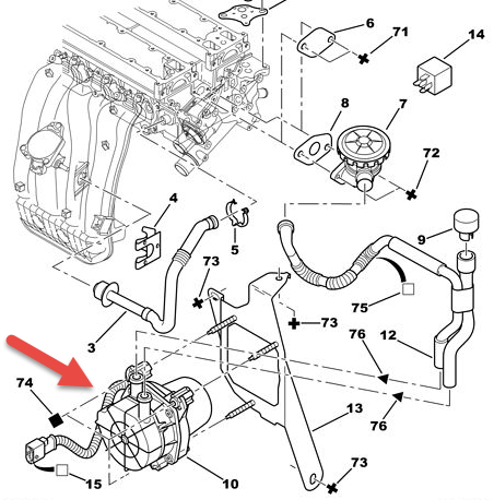 Egr Luftpumpe PEUGEOT 307 CC (3B) 2.0 16V RFN (EW10J4)