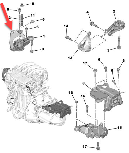 Motorophæng CITROËN C1 II (PA, PS) 1.2 VTi 82 HMZ (EB2)