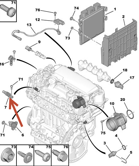 Knastaksel Positions Føler PEUGEOT 206+ (2L, 2M) 1.4 HDi eco 70 8HX (DV4TD)
