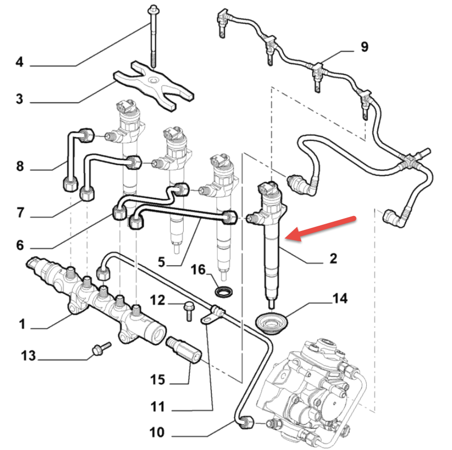 Indsprøjtningsdyse PEUGEOT BOXER kasse 2.2 HDi 120 4HU (P22DTE)