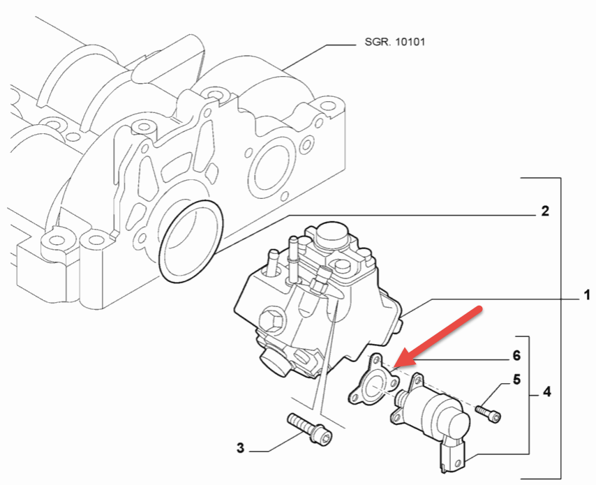 Trykregulator Pakning FIAT DOBLO Kassevogn / MPV (223) 1.3 D Multijet 199 A2.000