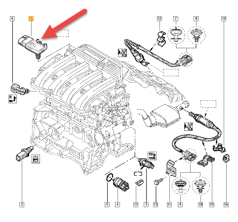 Trykføler manifold RENAULT ESPACE III (JE0) 2.0 16V (JE0N, JE0L, JE02) F4R 701