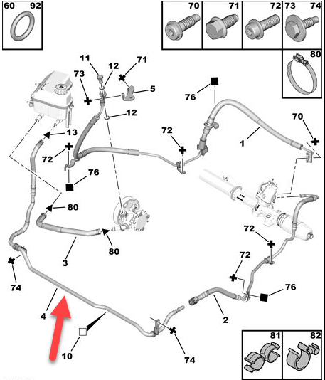 Servoslange CITROËN C5 III (RD) 1.6 HDi 110 (RD9HZC) 9HZ (DV6TED4)