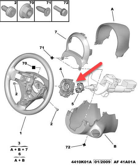 Kontakt F/Airbag PEUGEOT 107 (PM, PN) 1.0 CFB (1KR)