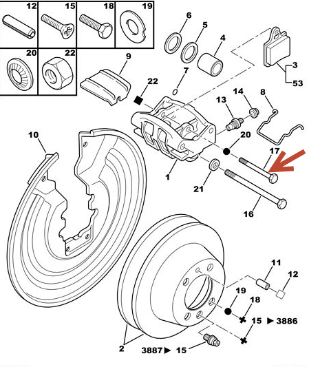 Bolt F/Bremseklods CITROËN BX (XB-) 19 E DDZ (XU9M)