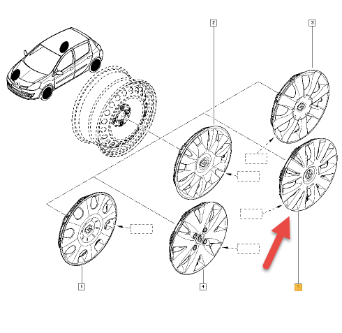 Hjulkapsel RENAULT CLIO III Grandtour (KR0/1) 1.2 16V (KR02, KR0J) D4F 740