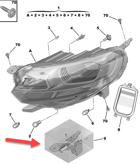 Forlygte repsæt CITROËN JUMPY III Chassis (V) 2.0 BlueHDi 120 AHK (DW10FE)