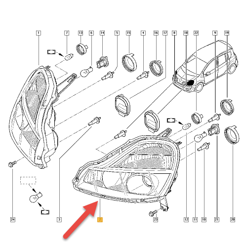 Forlygte RENAULT MODUS / GRAND MODUS (F/JP0) 1.5 dCi (FP0E, JP0E) K9K 752