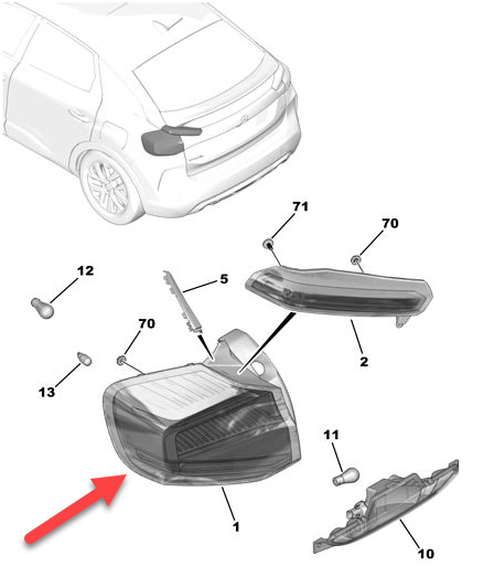 Baglygte CITROËN C4 III (BA, BB, BC) 1.2 PureTech 130 (BAHNSA, BAHNSB) HNS (EB2ADTS)
