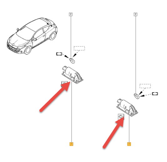 Nummerpladelygte Venstre/Højre RENAULT CLIO III Grandtour (KR0/1) 1.2 16V (KR02, KR0J) D4F 740