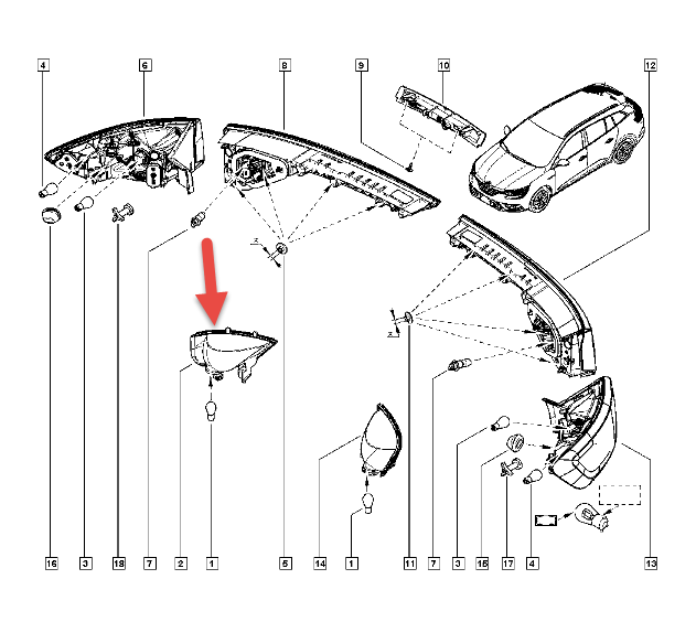 Tågebaglygte RENAULT MEGANE IV Sport Tourer (K9A/M/N) 1.3 TCe 115 (K9N9) H5H 450
