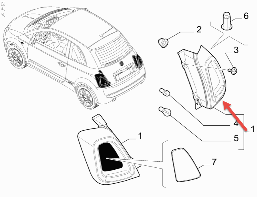 Baglygte FIAT 500 (312) Electric (EV) E99