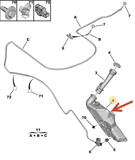 Sprinklerbeholder PEUGEOT 206 hatchback (2A/C) 1.9 D WJY (DW8B)