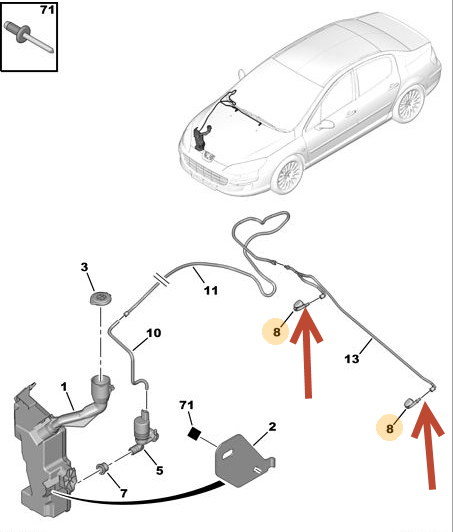 Sprinklerdyse PEUGEOT 407 SW (6E, 6D) 2.2 3FZ (EW12J4)