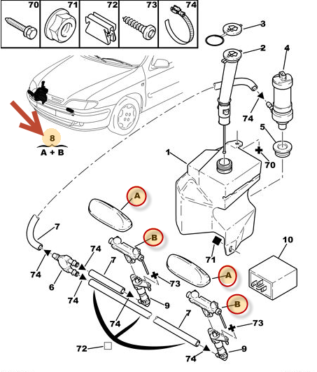 Sprinklerdyse CITROËN XSARA (N1) 2.0 HDi 109 RHZ (DW10ATED)