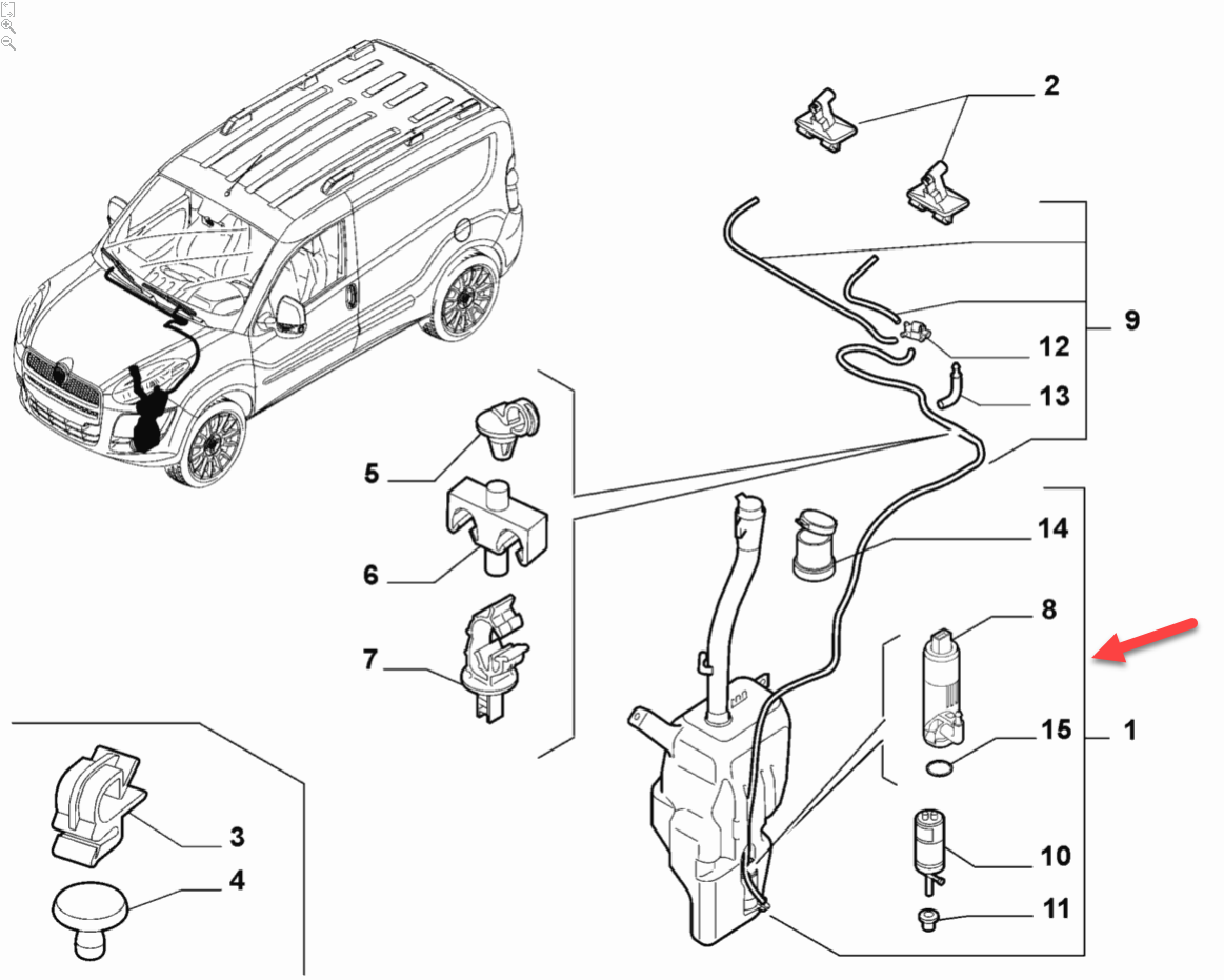 Sprinklerbeholder FIAT DOBLO kasse/kombi (263) 1.6 D Multijet 463 46 020