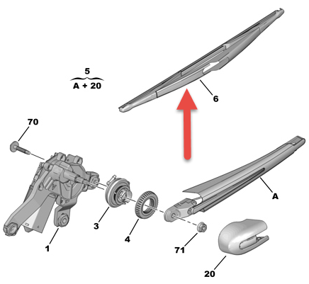 Viskerblad bag 400mm PEUGEOT EXPERT kasse (VF3A, VF3U, VF3X) 2.0 HDi 165 RHH (DW10CTED4)
