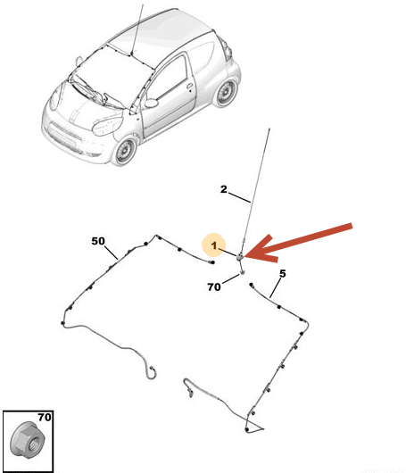 Antenne-Fod CITROËN C1 (PM, PN) 1.4 HDi 8HT (DV4TD)