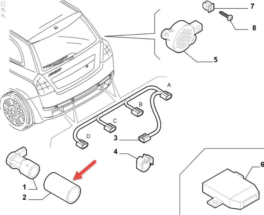 Parkeringssensor holder FIAT DOBLO Kassevogn / MPV (223) 1.3 D Multijet 199 A2.000