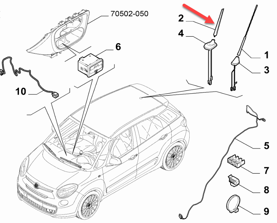 Antenne   FIAT 500 (312) 1.3 D Multijet 199 B1.000