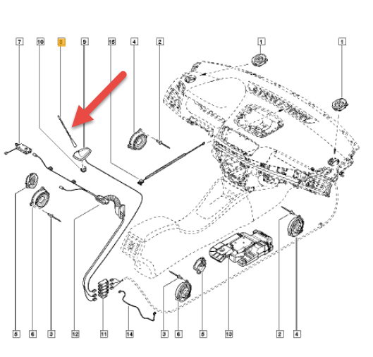 Antennepisk RENAULT CLIO III Grandtour (KR0/1) 1.2 16V Hi-Flex (KR0S) D4F 740