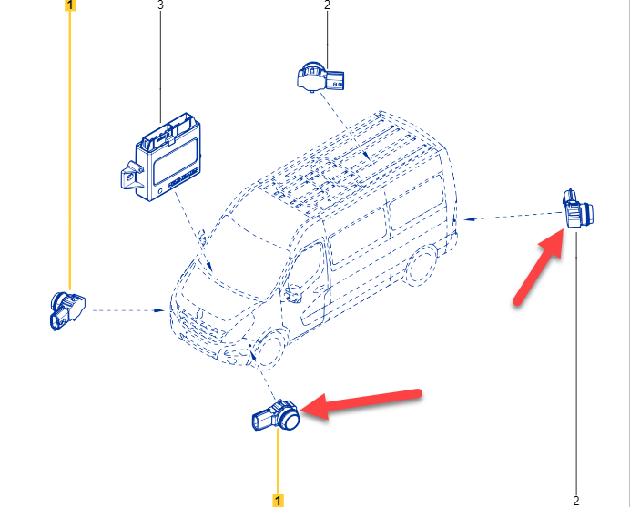 Blindvinkelsensor RENAULT MASTER III Chassis (EV, HV, UV) 2.3 dCi 110 FWD (EV0R, EV0W, HV0R, HV0W, UV0R, UV0W) M9T 704