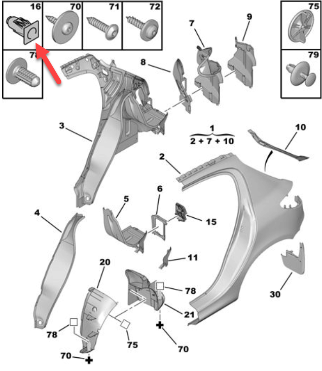 Clips PEUGEOT 206 hatchback (2A/C) 1.9 D WJY (DW8B)