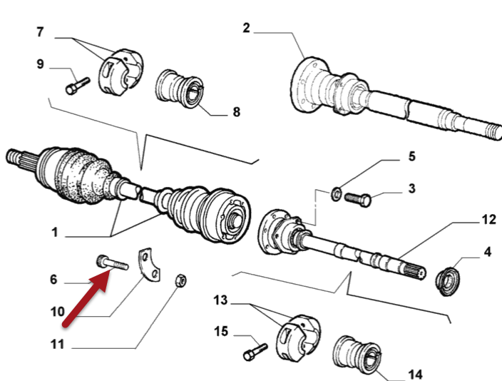Drivaksel bolt ved ubøjle ALFA ROMEO 146 (930) 1.6 i.e. 16V T.S. (930.B2B, 930.B2C) AR 67601
