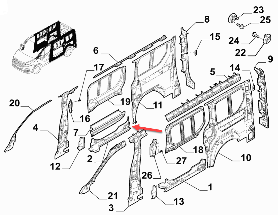 Dørpanel RENAULT TRAFIC III kasse (FG) 1.6 dCi 125 (FGMH) R9M 452