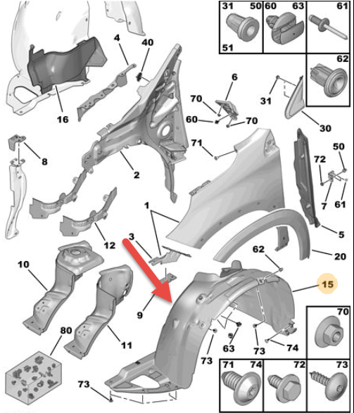 Plastinderskærm PEUGEOT 2008 I (CU) 1.6 BlueHDi 120 BHZ (DV6FC)