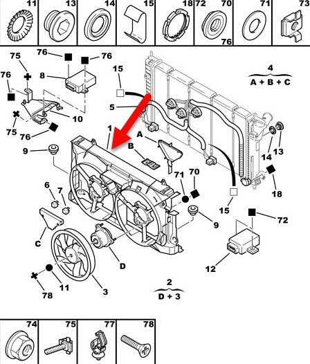 Kølerventilatorhus CITROËN BERLINGO / BERLINGO FIRST Van (MF, GJK, GFK) 2.0 HDI 90 (MFRHY) RHY (DW10TD)