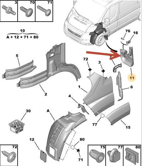 Stænklap FIAT DUCATO Chassis (250, 290) 150 Multijet 2,3 D F1AE3481E